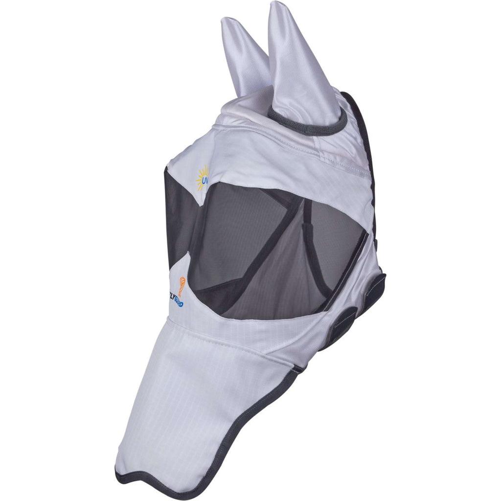 FlyGuard by Shires Fliegenmaske Pro Sun Shade mit Ohren und Nase Weiß