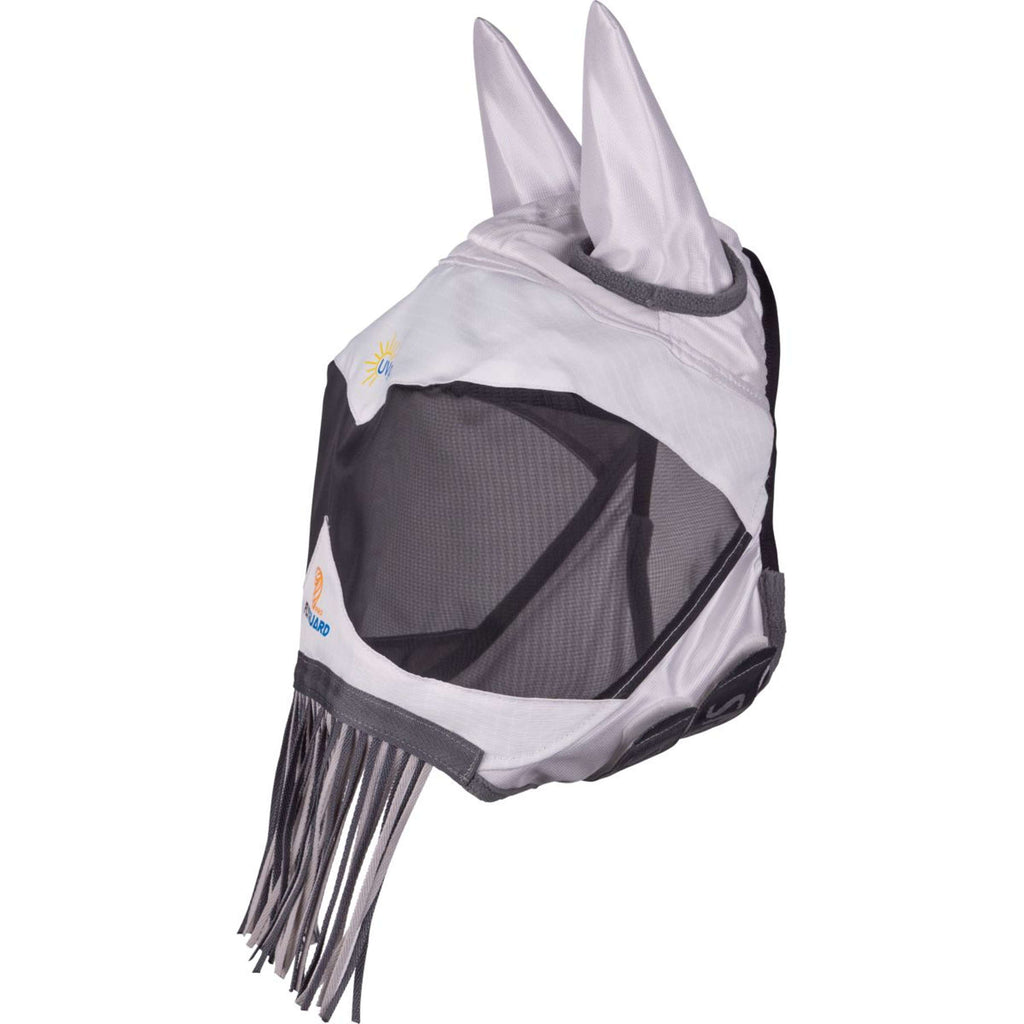 FlyGuard by Shires Fliegenmaske Pro Sun Shade mit Ohren und Fransen Weiß
