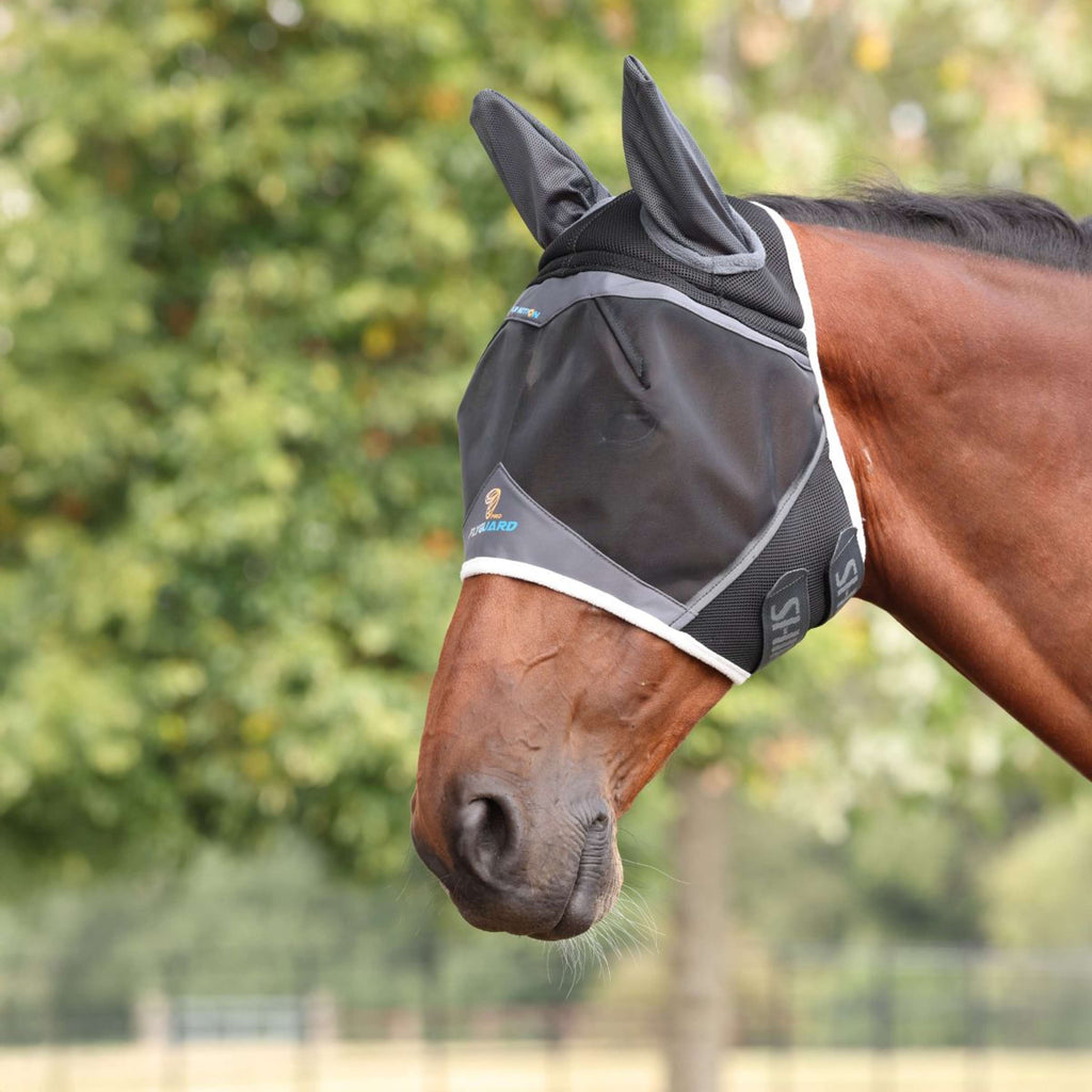 FlyGuard by Shires Fliegenmaske Pro Air Motion mit Ohren Dunkelgrau