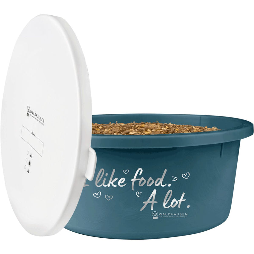 Waldhausen Futtertrog XL I Like Food a Lot mit Deckel Petrol Blue