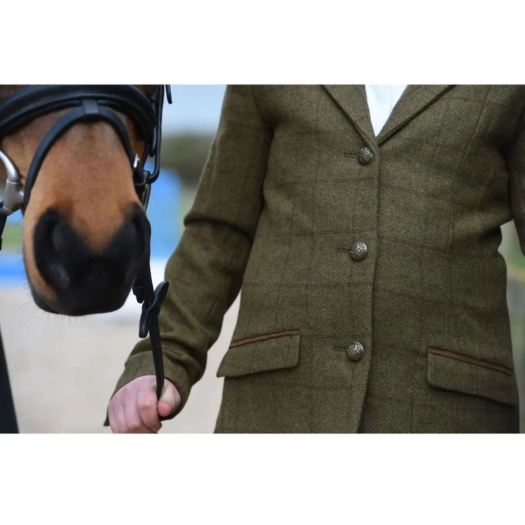 Dublin Turnierjacket Albany Tweed Suede Collar Tailored Kids Braun/Grün