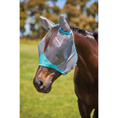 Weatherbeeta Fliegenmaske Comfitec Deluxe Fine Mesh mit Ohren Grau/Turquoise