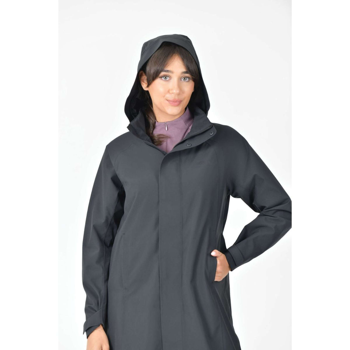 WeatherBeeta Lange Jacke Windbreaker Longline Schwarz