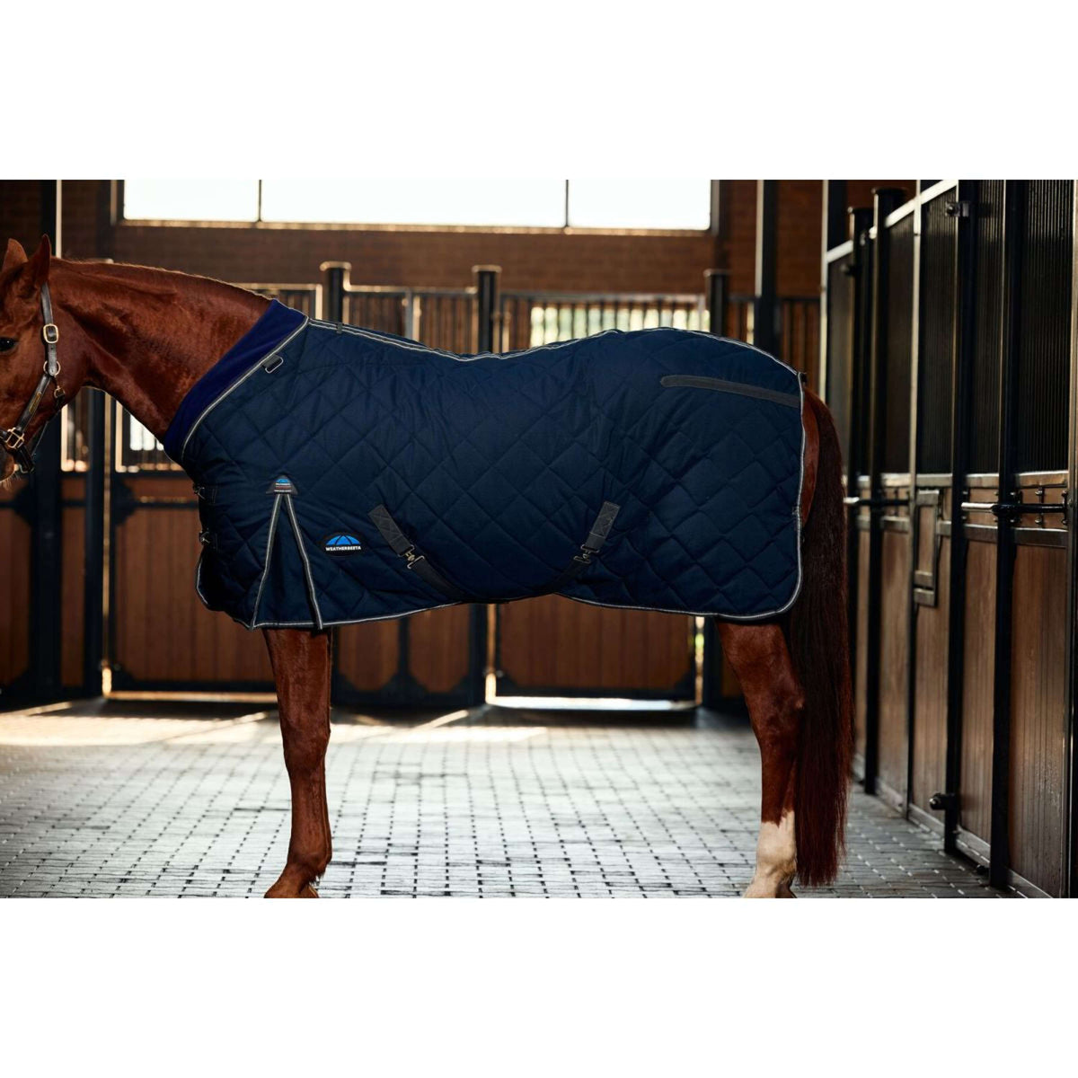 WeatherBeeta Stalldecke ComFiTec 100D Diamond Quilt Detach-A-Neck 220g Navy/Kohle