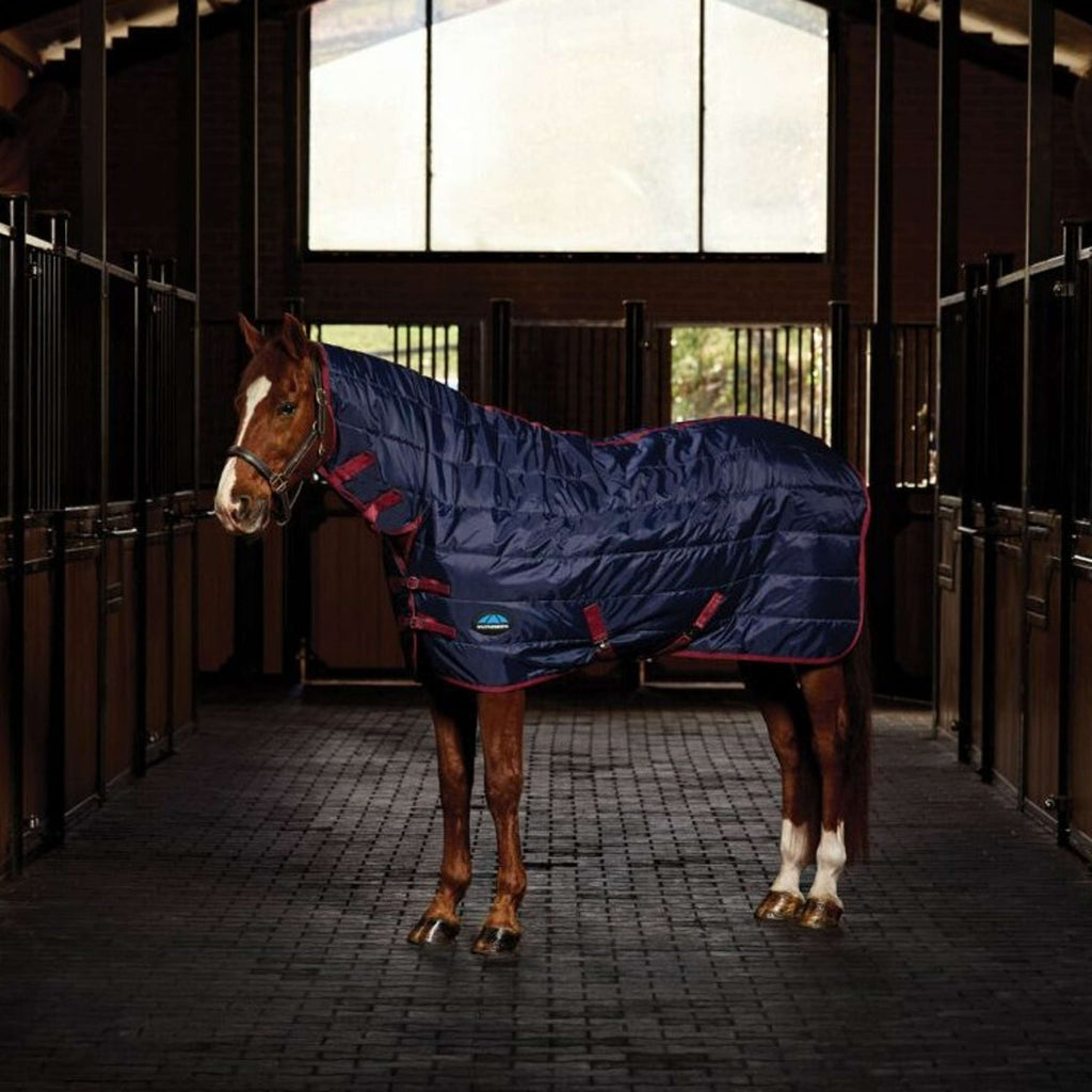 WeatherBeeta Stalldecke ComFiTec 210D Channel Quilt Combo Neck 220g Navy/Burgundy