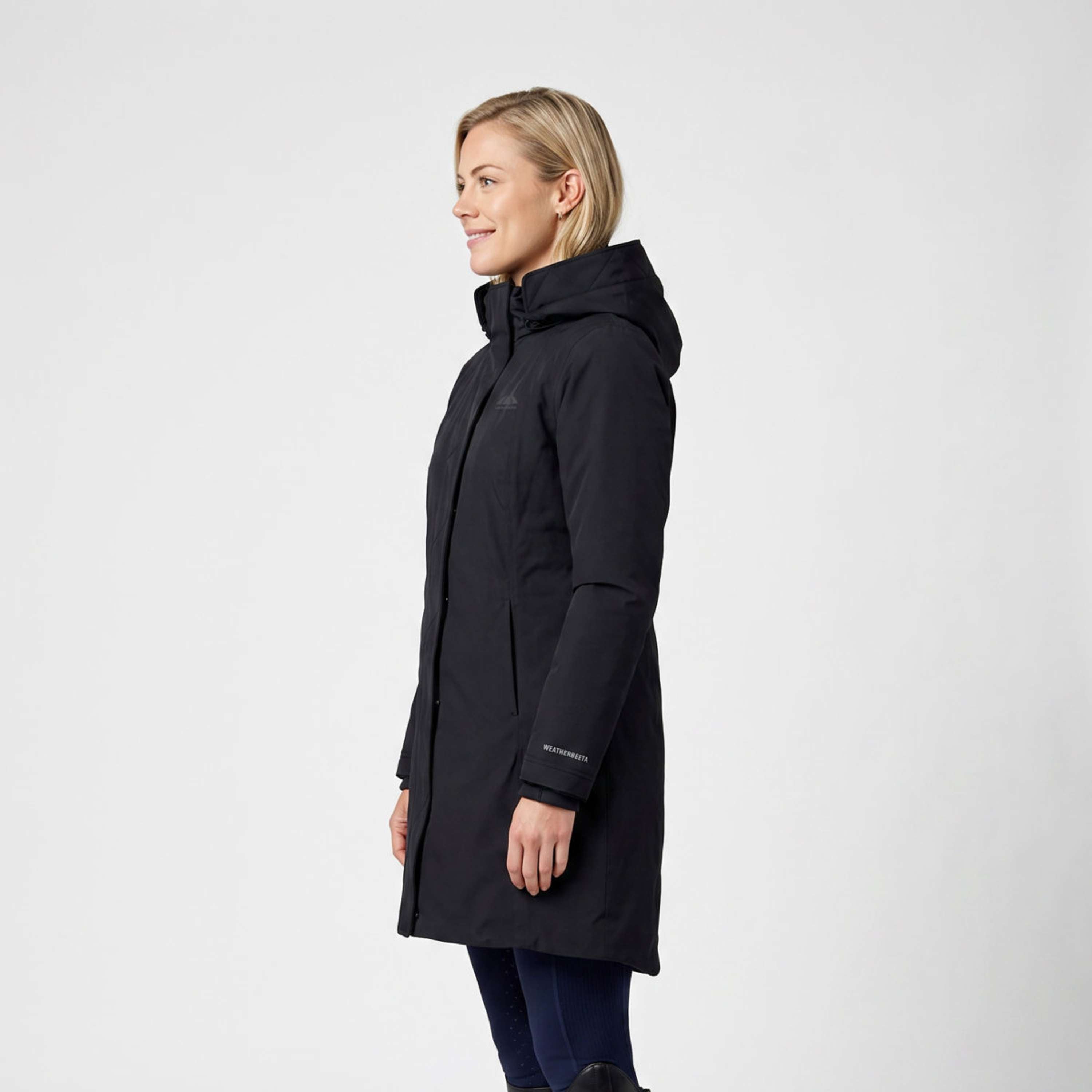 WeatherBeeta Lange Jacke Protect Waterproof Insulated Longline Schwarz