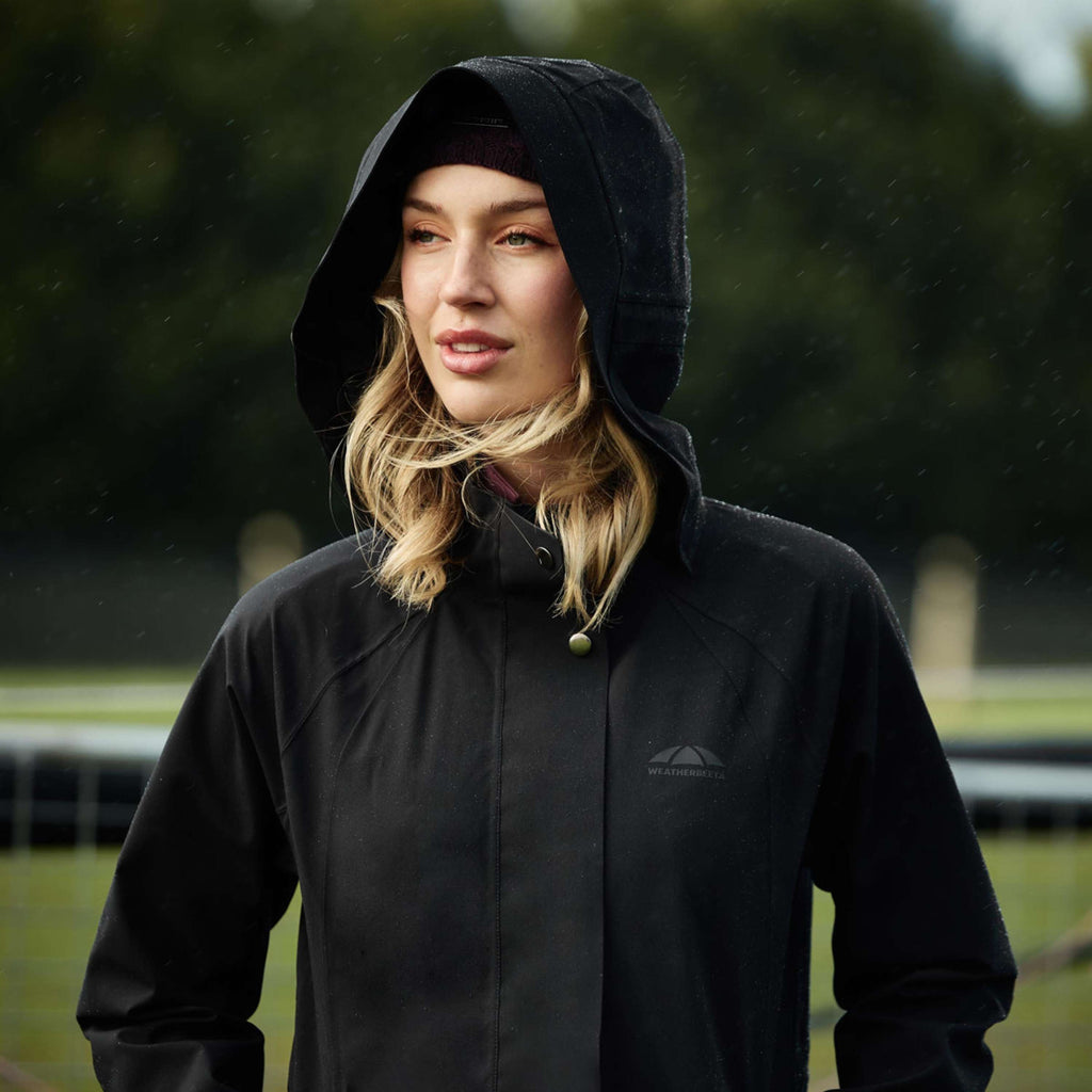 WeatherBeeta Lange Jacke Windbreaker Reflective Longline Schwarz