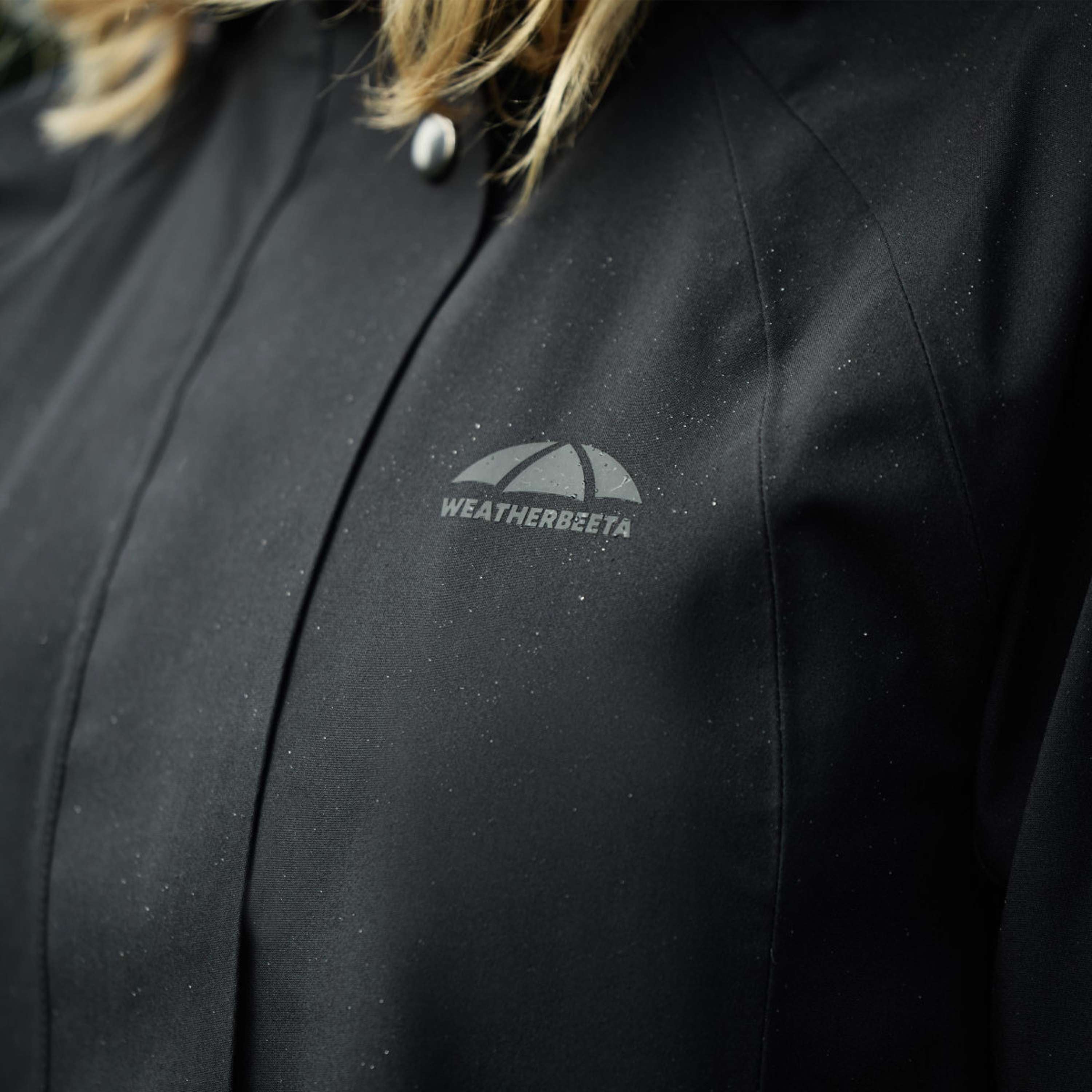 WeatherBeeta Lange Jacke Windbreaker Reflective Longline Schwarz