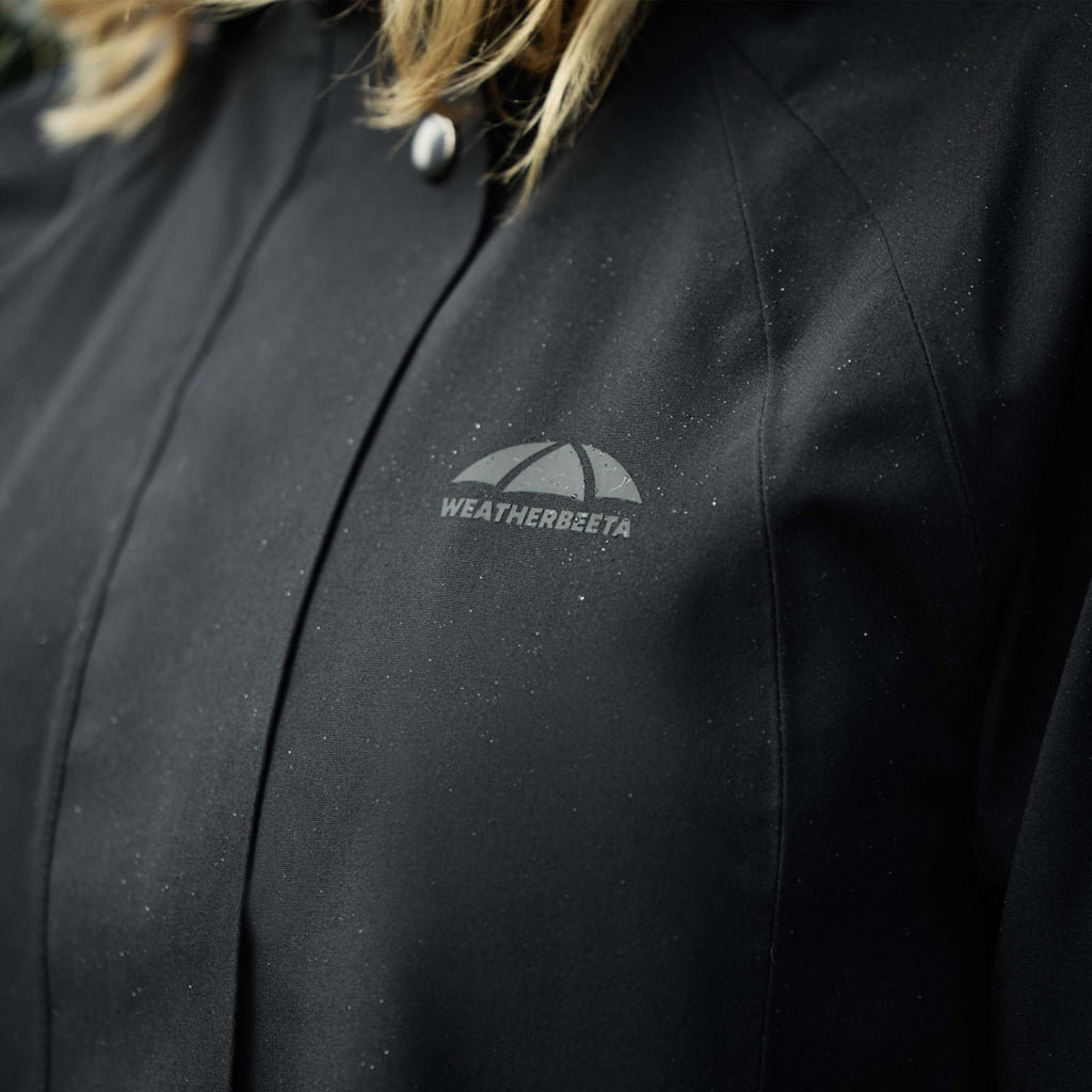 WeatherBeeta Lange Jacke Windbreaker Reflective Longline Schwarz