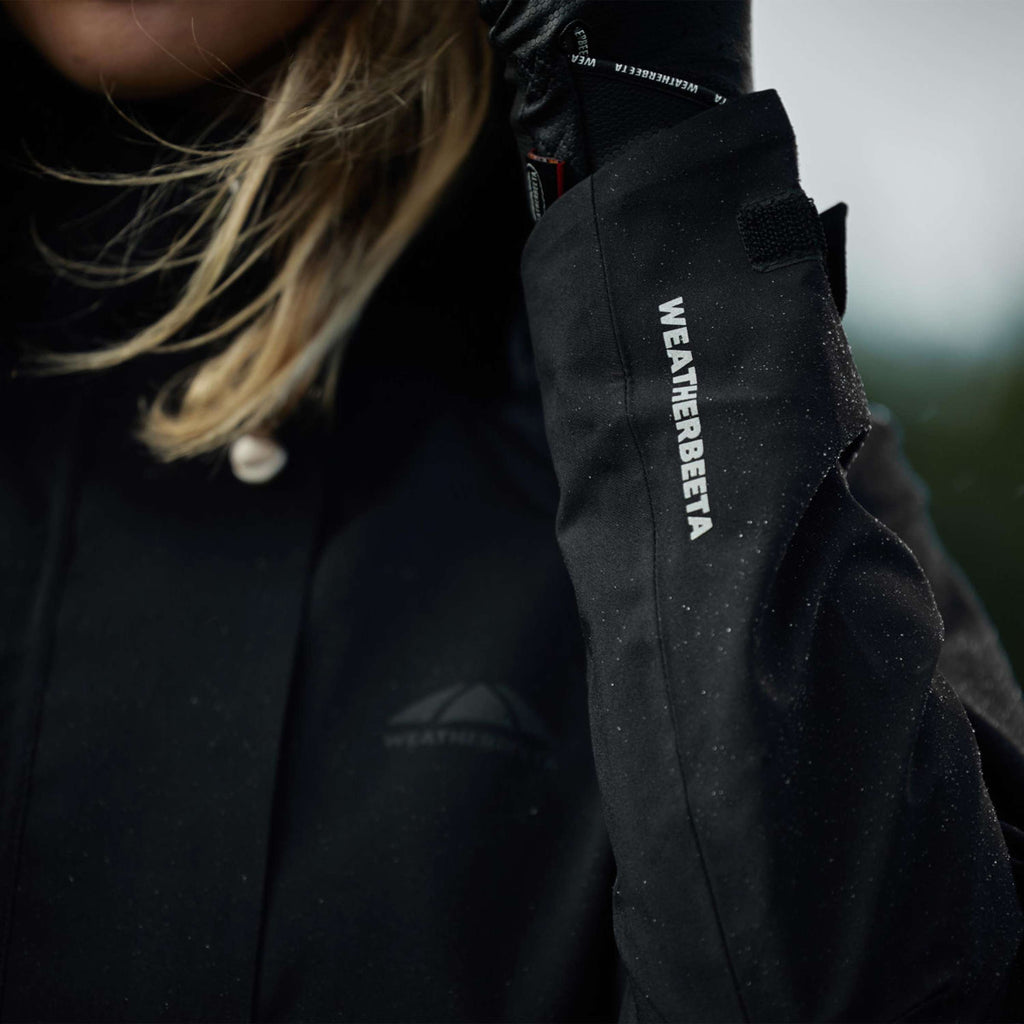 WeatherBeeta Lange Jacke Windbreaker Reflective Longline Schwarz