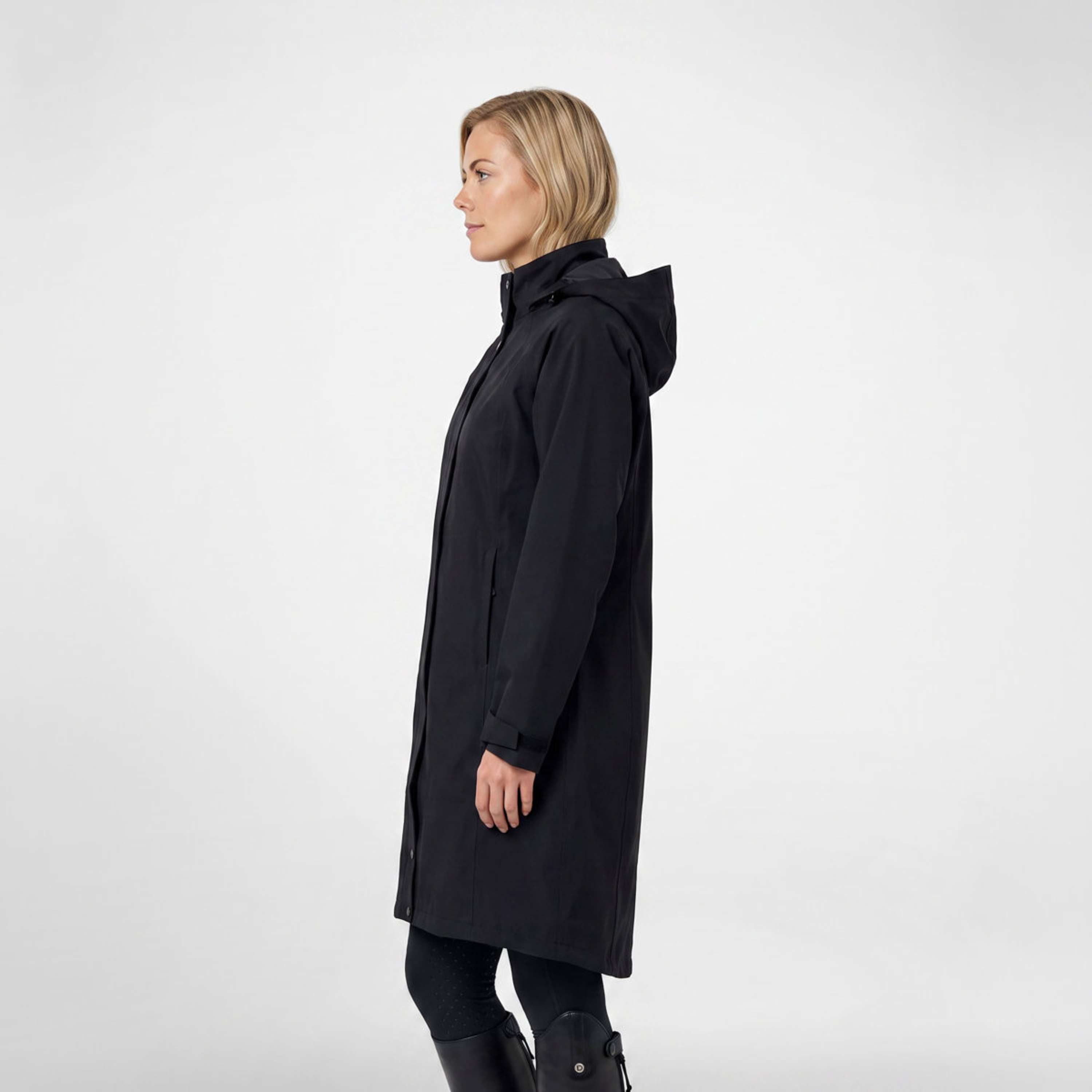 WeatherBeeta Lange Jacke Windbreaker Reflective Longline Schwarz