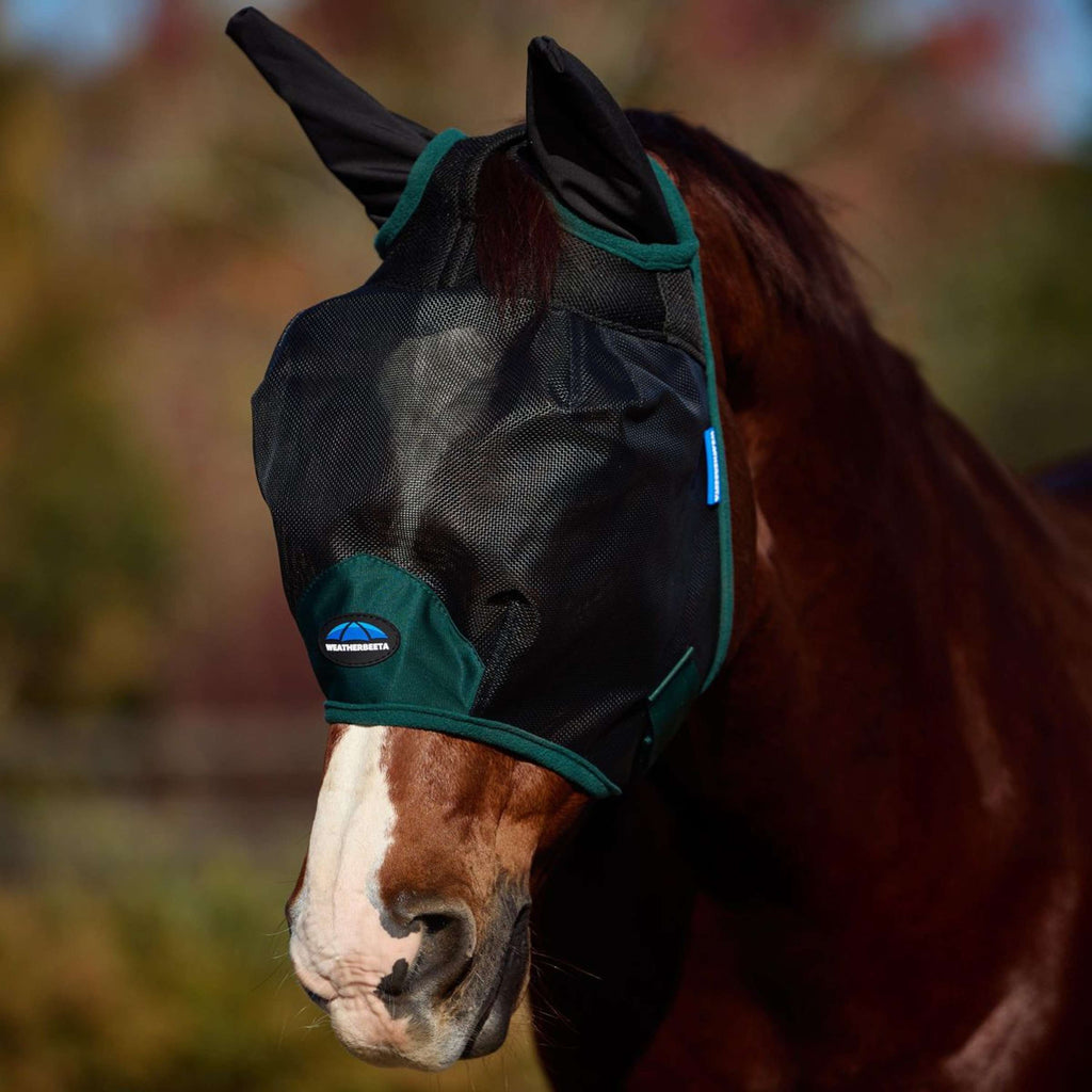 WeatherBeeta Fliegenmaske ComFiTec Durable mit Ohren Black/Forest Green