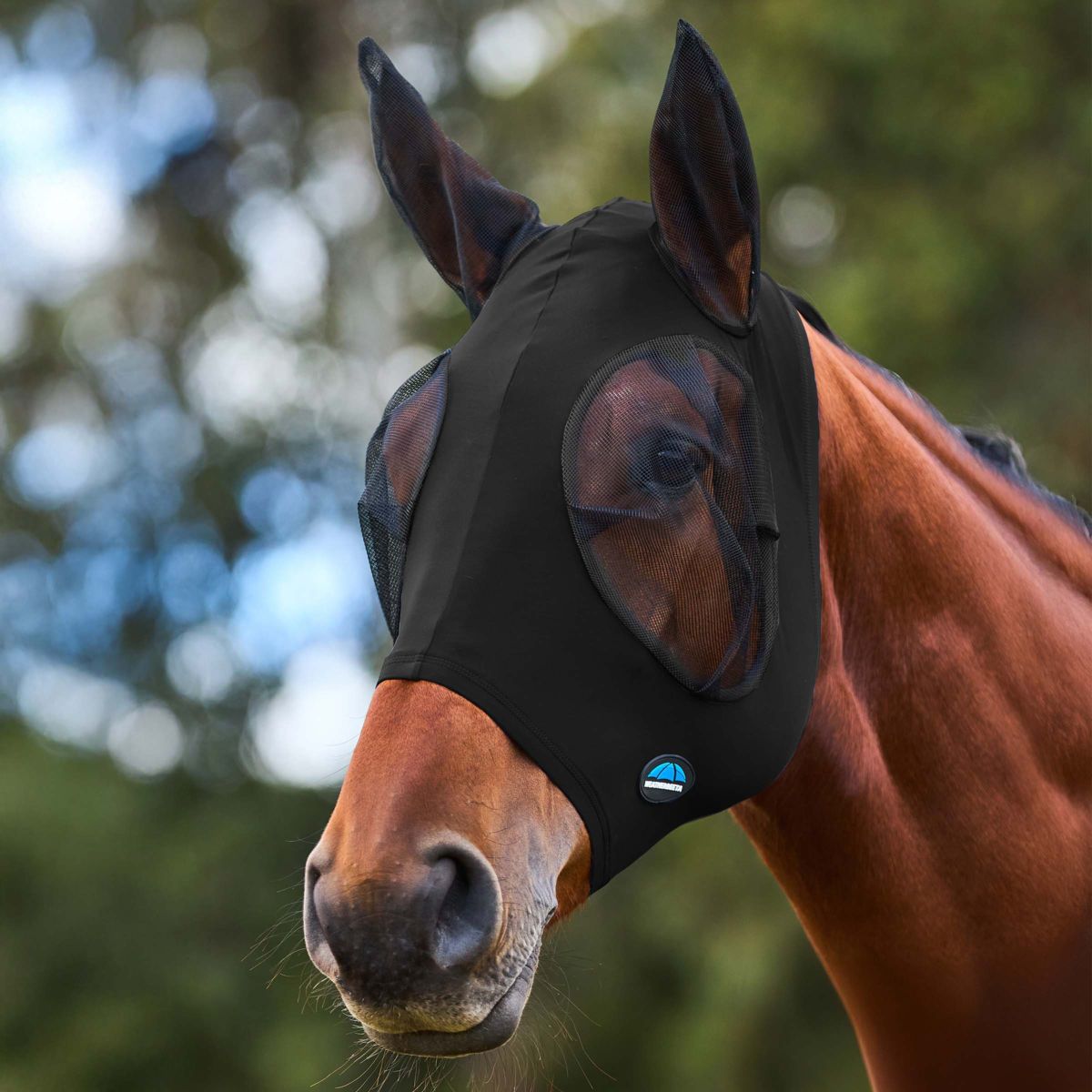 WeatherBeeta Fliegenmaske ComFiTec Stretch mit Ohren Schwarz/Schwarz