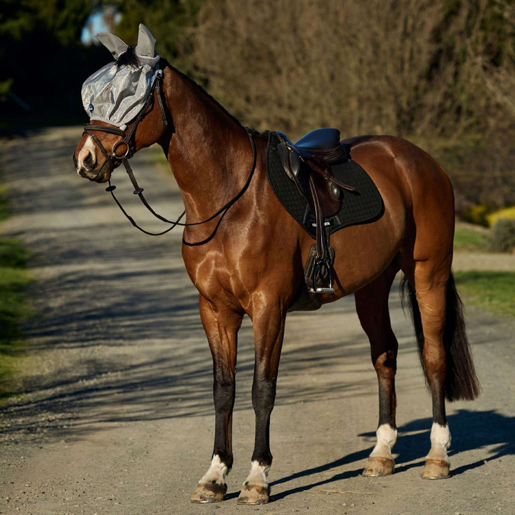 WeatherBeeta Fliegenmaske ComFiTec Hexi Ride On Fly mit Ohren Silber