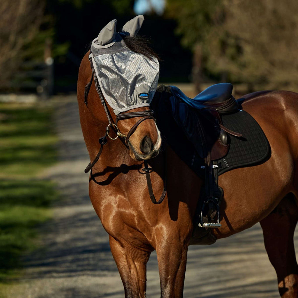 WeatherBeeta Fliegenmaske ComFiTec Hexi Ride On Fly mit Ohren Silber