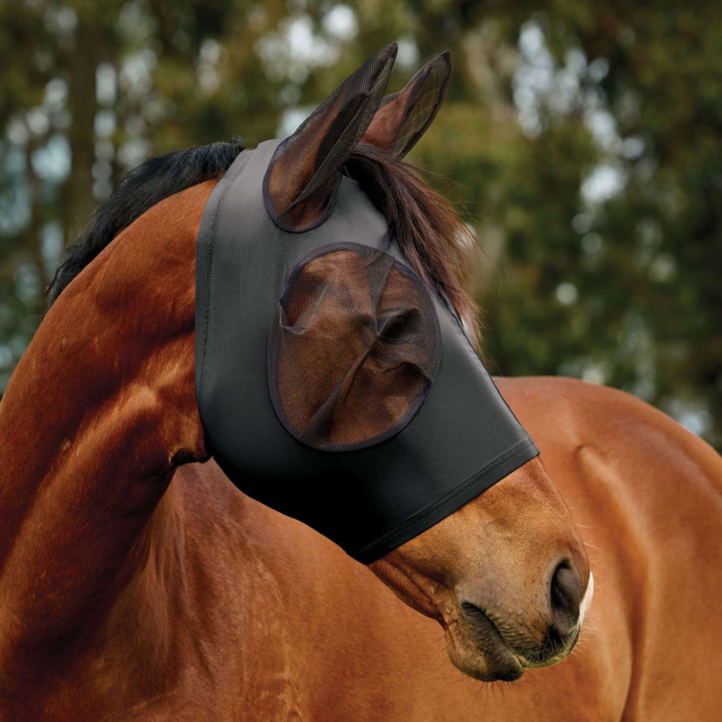 WeatherBeeta Fliegenmaske ComFiTec Deluxe Stretch mit Ohren Schwarz/Schwarz