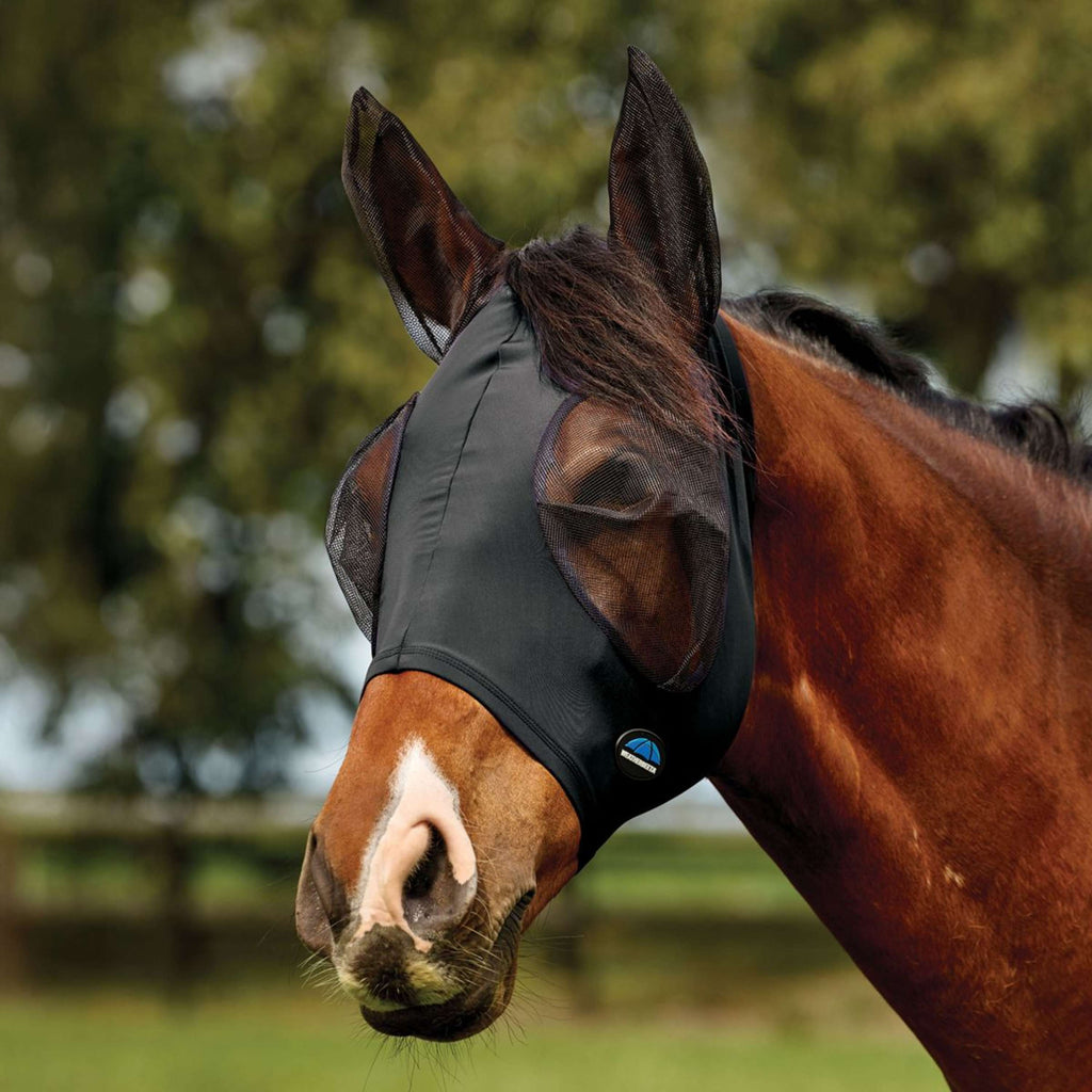 WeatherBeeta Fliegenmaske ComFiTec Deluxe Stretch mit Ohren Schwarz/Schwarz