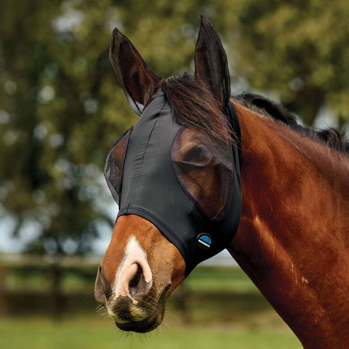 WeatherBeeta Fliegenmaske ComFiTec Deluxe Stretch mit Ohren Schwarz/Schwarz