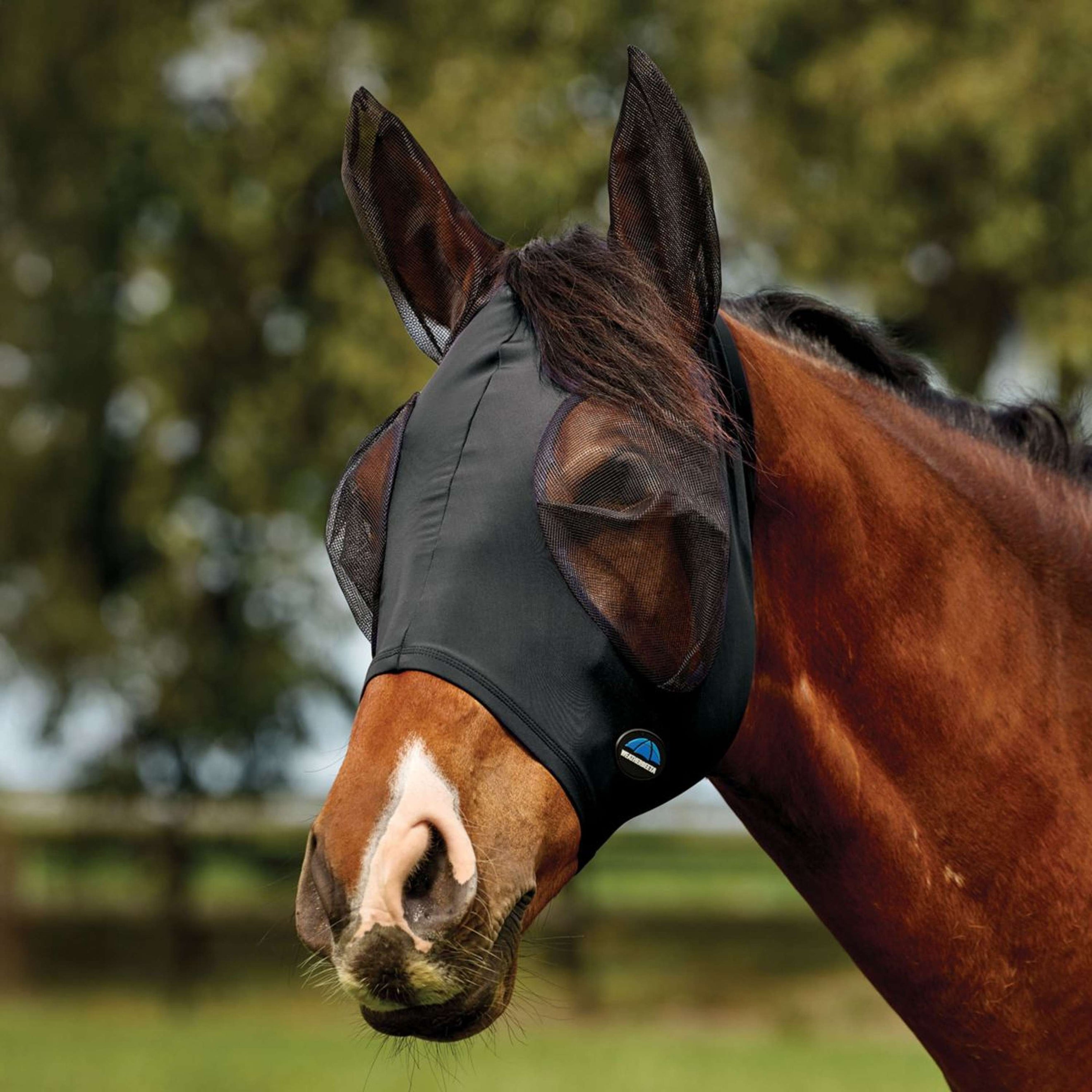 WeatherBeeta Fliegenmaske ComFiTec Deluxe Stretch mit Ohren Schwarz/Schwarz