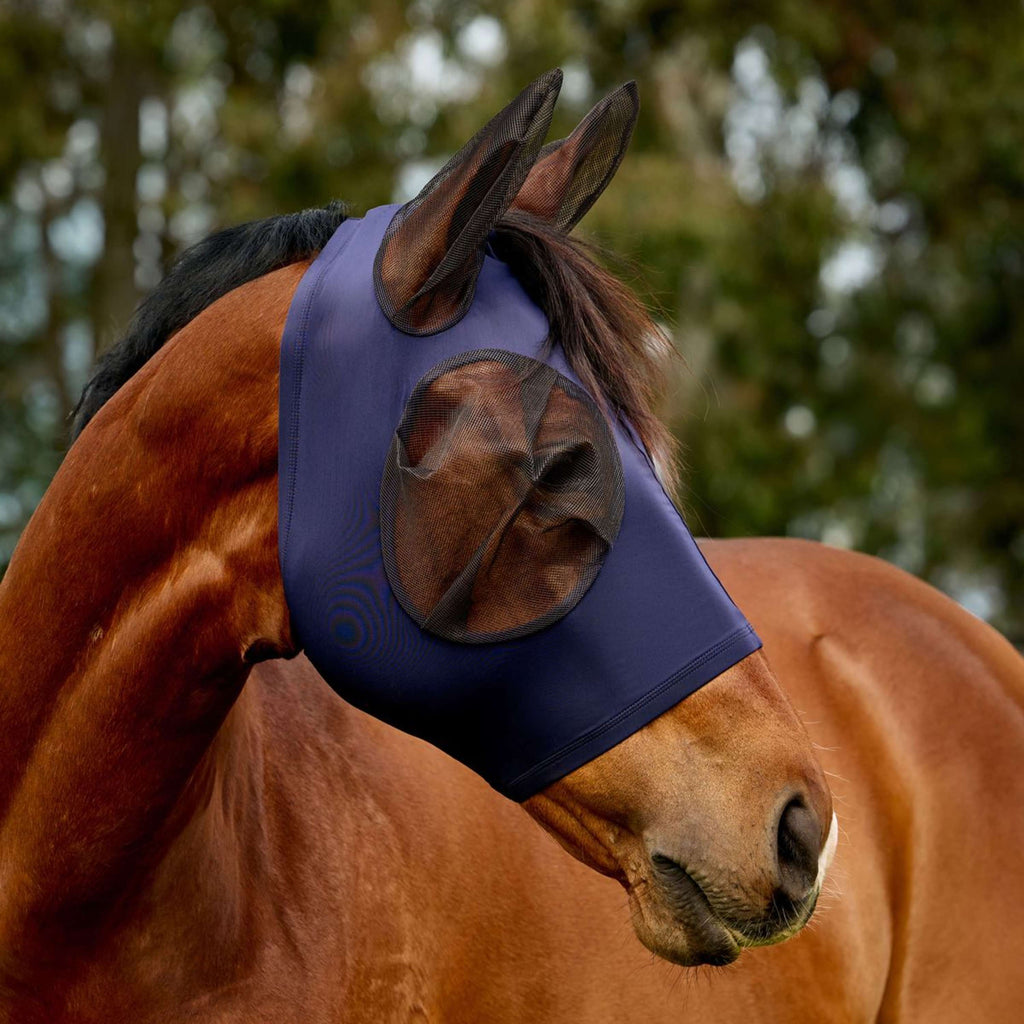 WeatherBeeta Fliegenmaske ComFiTec Deluxe Stretch mit Ohren Navy/Schwarz